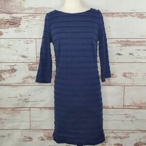 Trina Turk Dress Ain't Misbehavin Fringe Lace Navy Blue Size 8